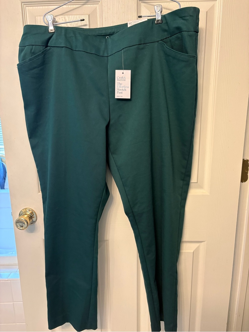 NWT Women’s Croft & Barrow The Effortless Stretch Pants Green Straight Leg 22W